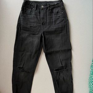 Black Ripped Mom Jeans